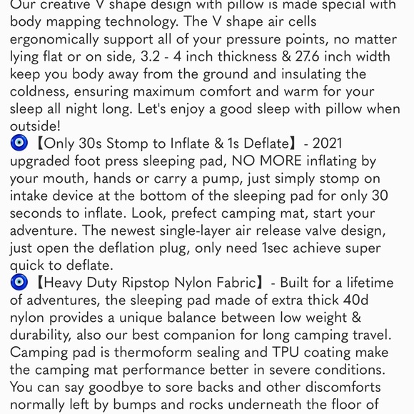 Camping Sleeping Pad,Extra Thickness 3.9Inch Inflatable Sleeping Mat with Pillow - Picture 8 of 8